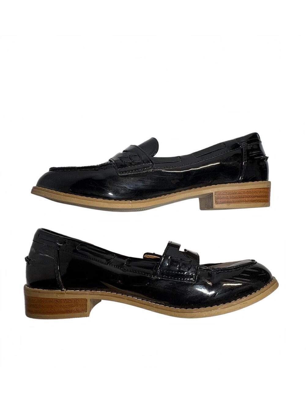 Steve Madden Melliany Women’s 8.5 Black Patent Penny Loafers Block Heel